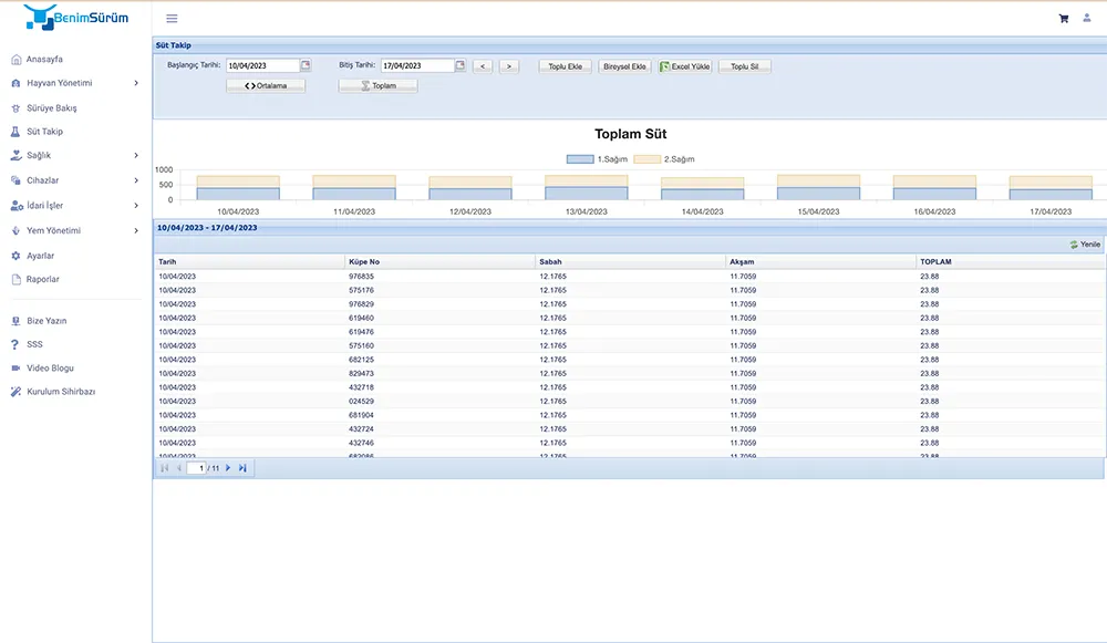 Capture d'écran du Programme de Bovins Laitiers sur web 1