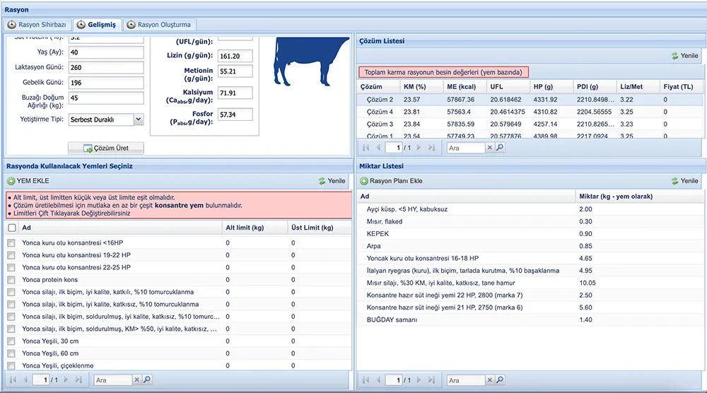 Captures d'écran du site web Ration de Bétail Laitier 1