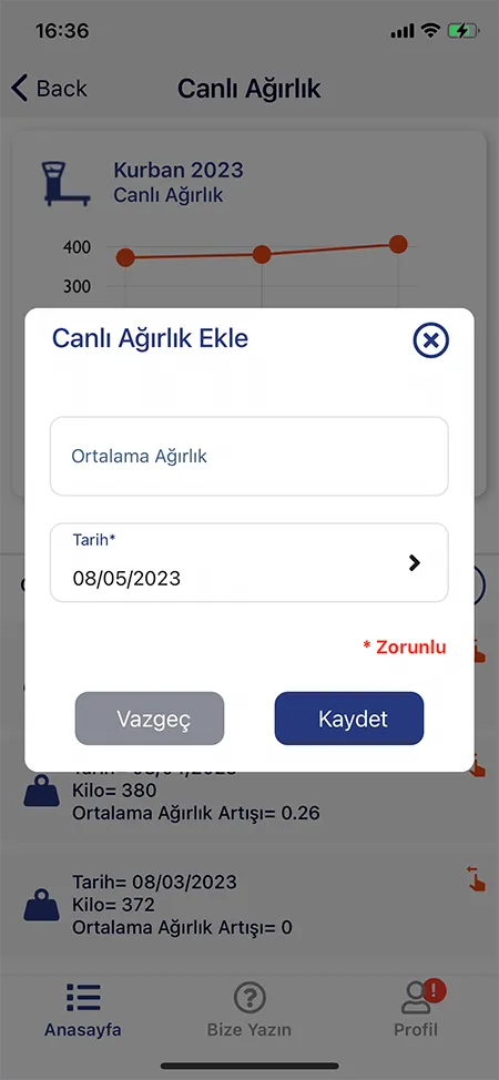 Program za vaganje stoke Mobilni snimak ekrana 3